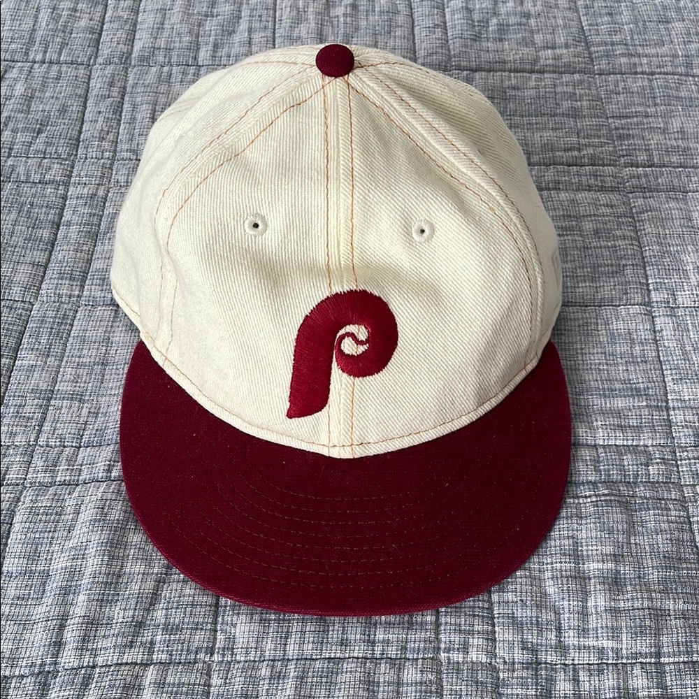 New Era Cream and Red Phillies Hat - Cooperstown collection